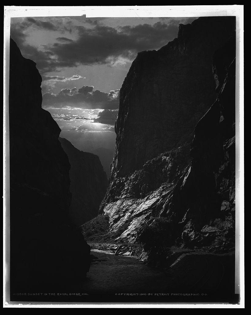 Sunset in the Royal Gorge over the Arkansas River, Colorado, c.1901
